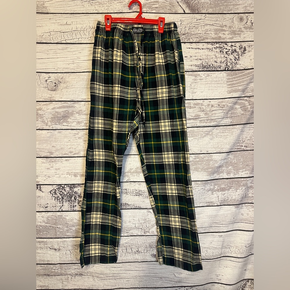 Polo Ralph Lauren Men’s Green Yellow Plaid Flannel Sleep Pants Size Medium